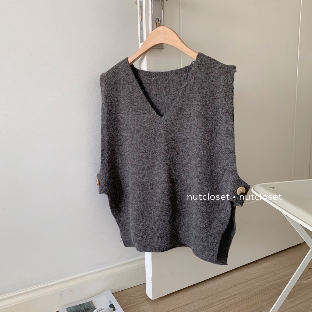 Áo gile len cổ V 2 cúc bên _ A0274 | BigBuy360 - bigbuy360.vn