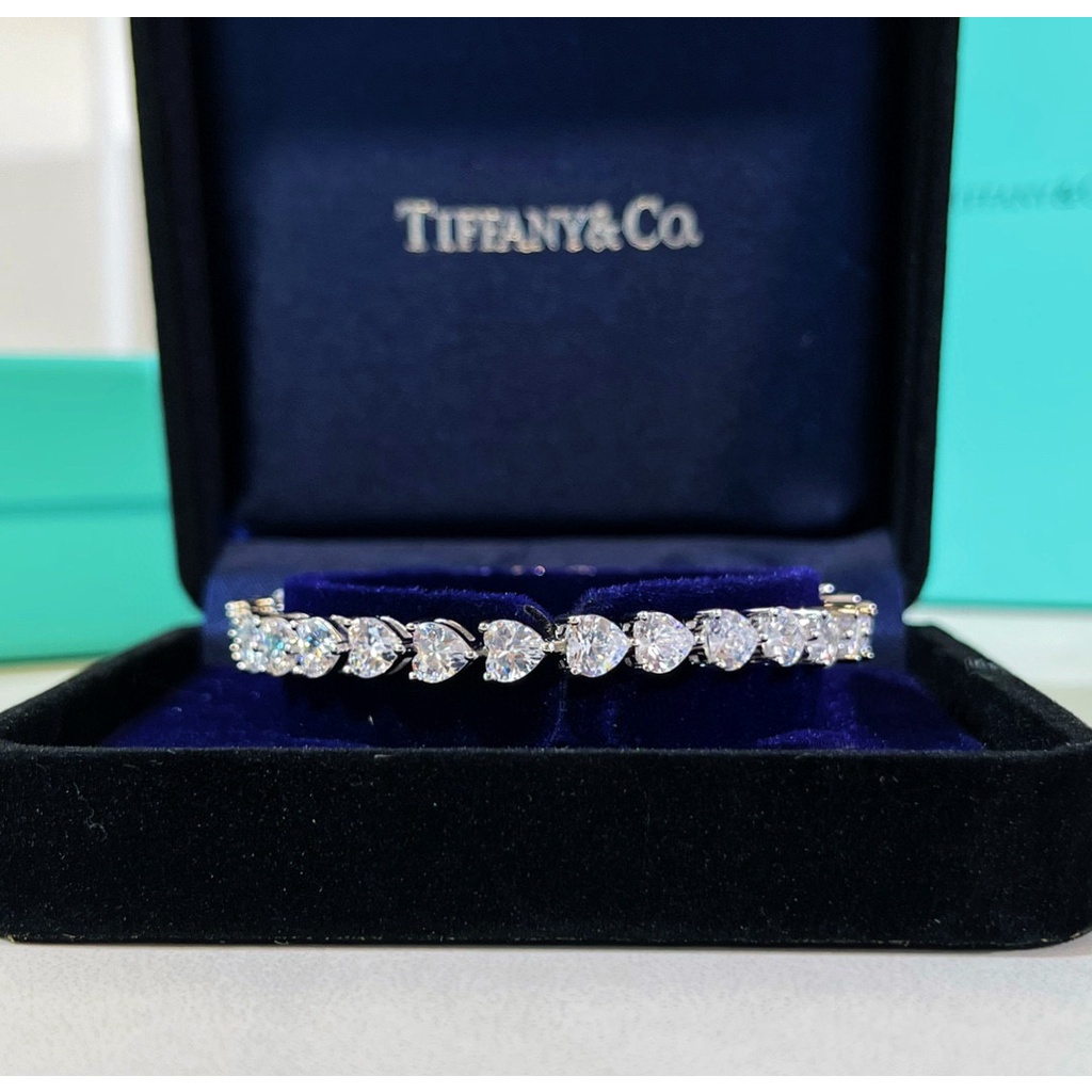 Vòng Tay Mạ Bạc S925 Đính Kim Cương Hình Trái Tim Sang Trọng Cho Nữ