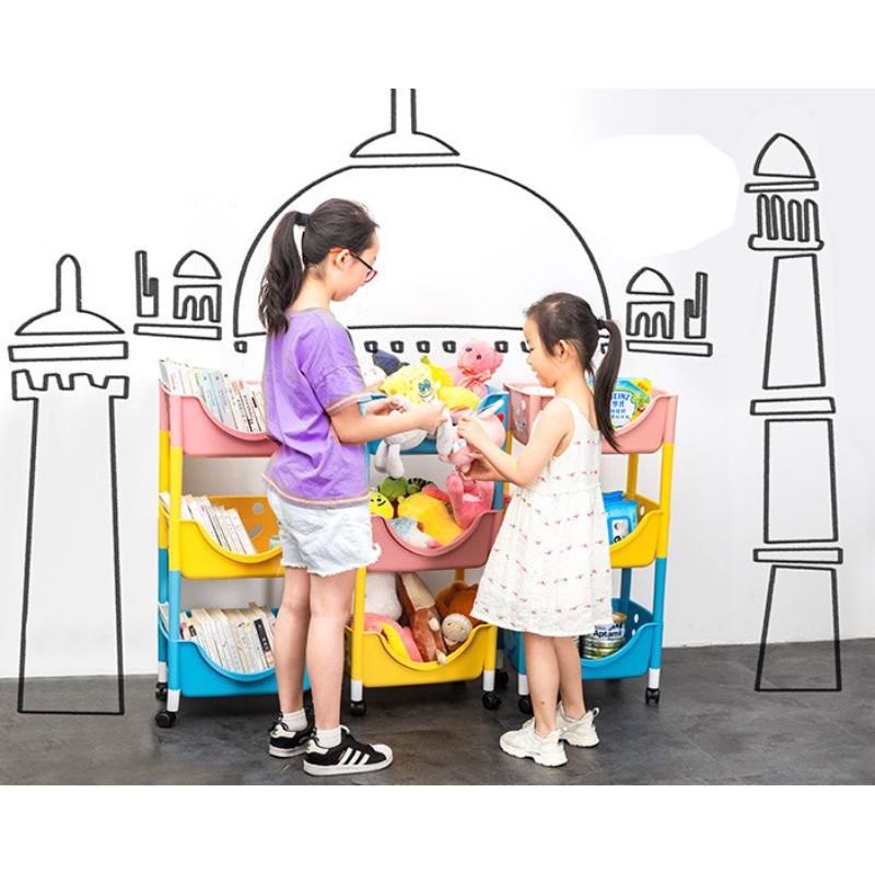 Kệ nhựa đựng đồ vật 3 tầng có bánh xe,,,