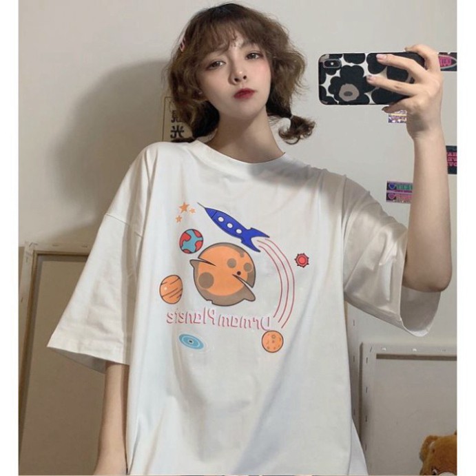 ÁO THUN, ÁO PHÔNG TAY LỠ UNISEX FORM RỘNG OVERSIZE PLANET NELLY ANIME M764 KL SHOP DQ SHOP