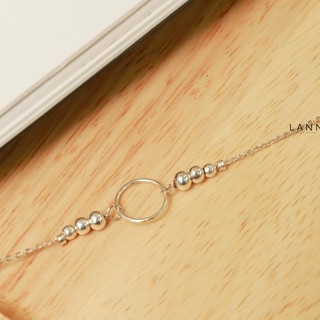 Lắc tay đường tròn 6 bi to nhỏ bạc s925 lann b085