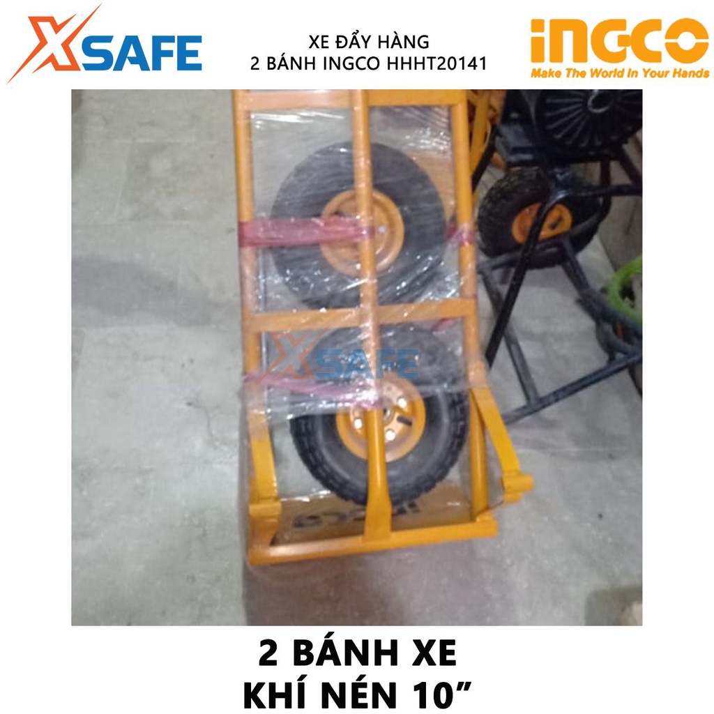 Xe đẩy hàng 2 bánh INGCO HHHT20141 Xe kéo đẩy hàng khả năng tải 200kg, độ dày tấm thép 3.5mm, bánh xe khí nén bền bỉ