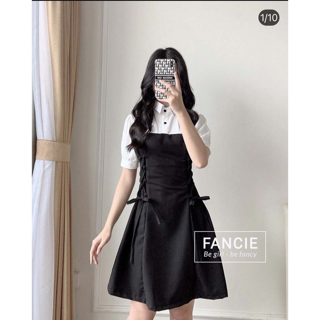 Váy Cổ Trắng Đan Eo Chất Đũi Lụa Cao Cấp Tiểu Thư Hàng Loại 1 Bơ Store | BigBuy360 - bigbuy360.vn