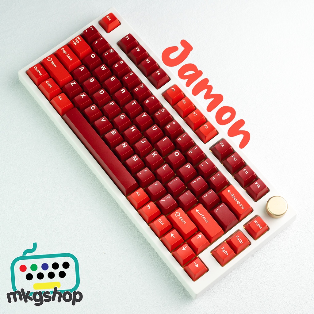 Keycap Jamon đỏ in doubleshot, 173 nút bàn phím cơ, cherry profile cực đẹp