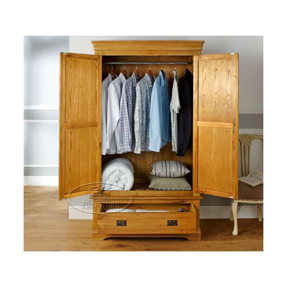 Tủ áo gỗ sồi Mỹ 2 buồng 1 ngăn kéo | BigBuy360 - bigbuy360.vn