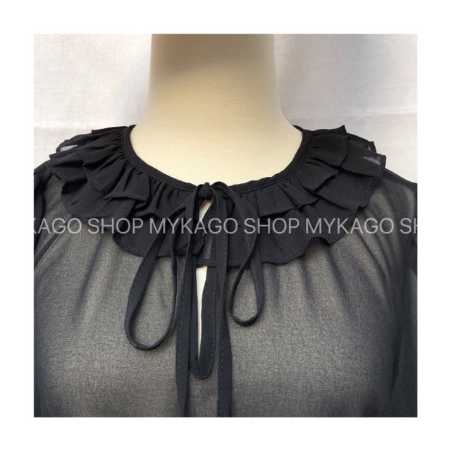 Áo Chiffon Tay Loe Cột Nơ Sexy F21