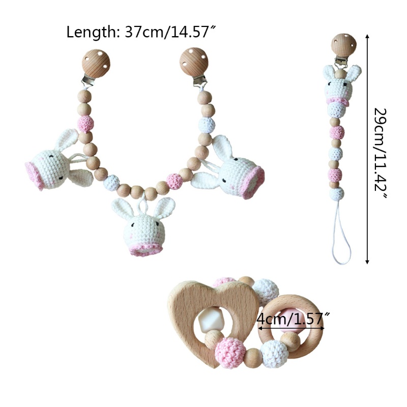 Đồ Chơi Vòng Tay / Núm Vú Giả Có Kẹp Treo Xe Đẩy Em Bé Sơ Sinh Gặm Răng