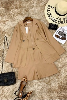 Bộ áo khoác vest blazer tay dài và quần