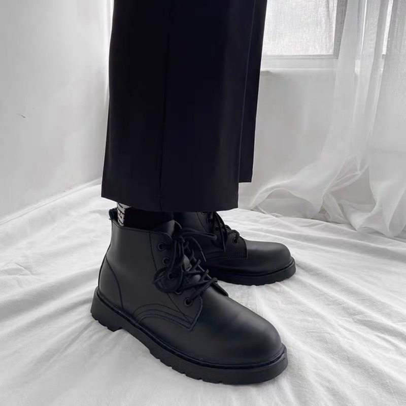 Giày đốc nam nữ cổ cao da mềm, đế cao khâu đế thanh lịch, giày boots da nam
