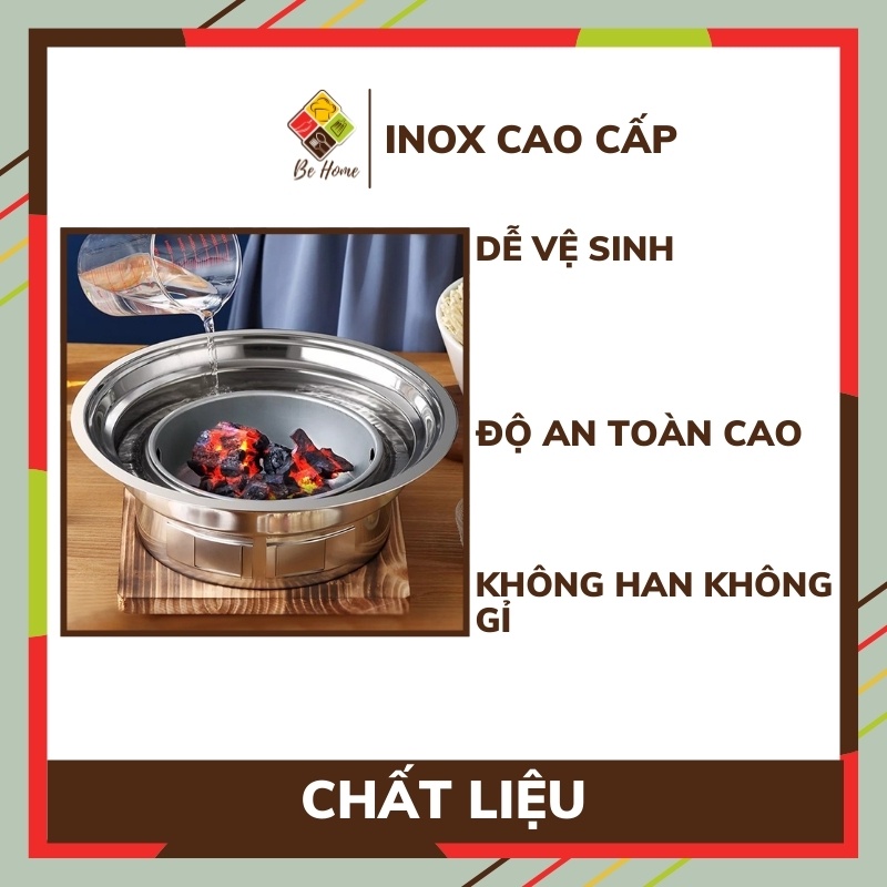 Bếp Nướng Than Hoa Không Khói BEHOME  Bếp Nấu Lẩu BBQ Cao Cấp [Tặng Kiềng Lẩu Inox Chính Hãng]