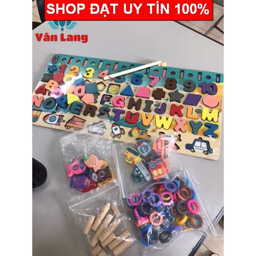 Bộ đồ chơi câu cá 7in1 bằng gỗ, đồ chơi câu cá thông minh cho bé kèm hình khối, số, chữ và phương tiện