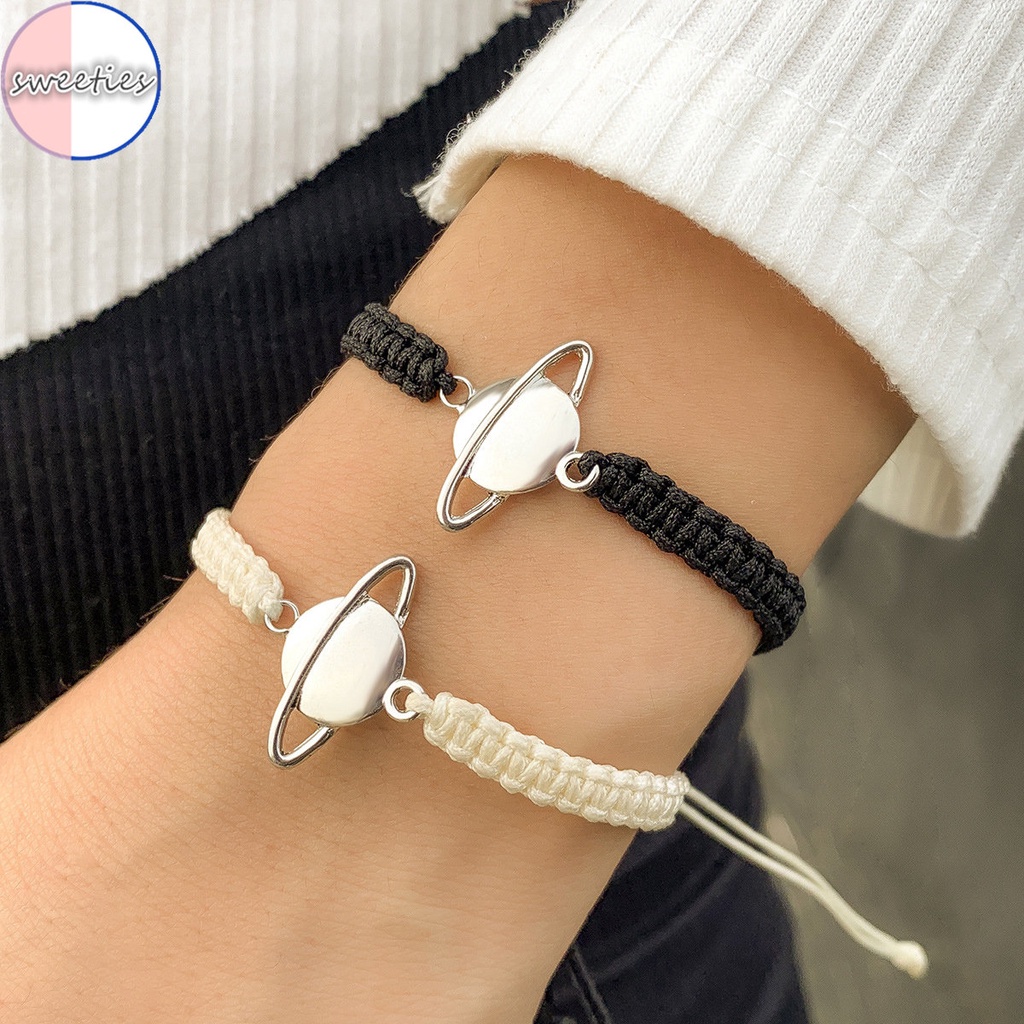 Set 2 Vòng Tay Dây Bện Mặt Hành Tinh Phong Cách Bohemian Thời Trang Cho Cặp Đôi