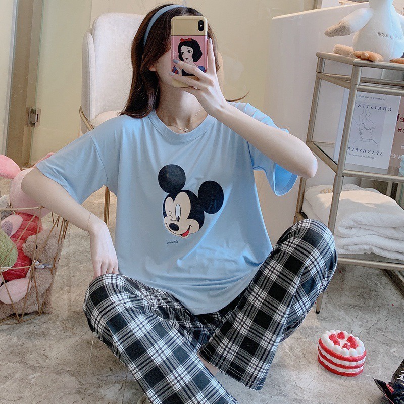 Đồ bộ bigsize nữ quần dài  TOZZO mặc ở nhà mùa hè cute dễ thương chất thun cotton phong cách hàn quốc BCD04