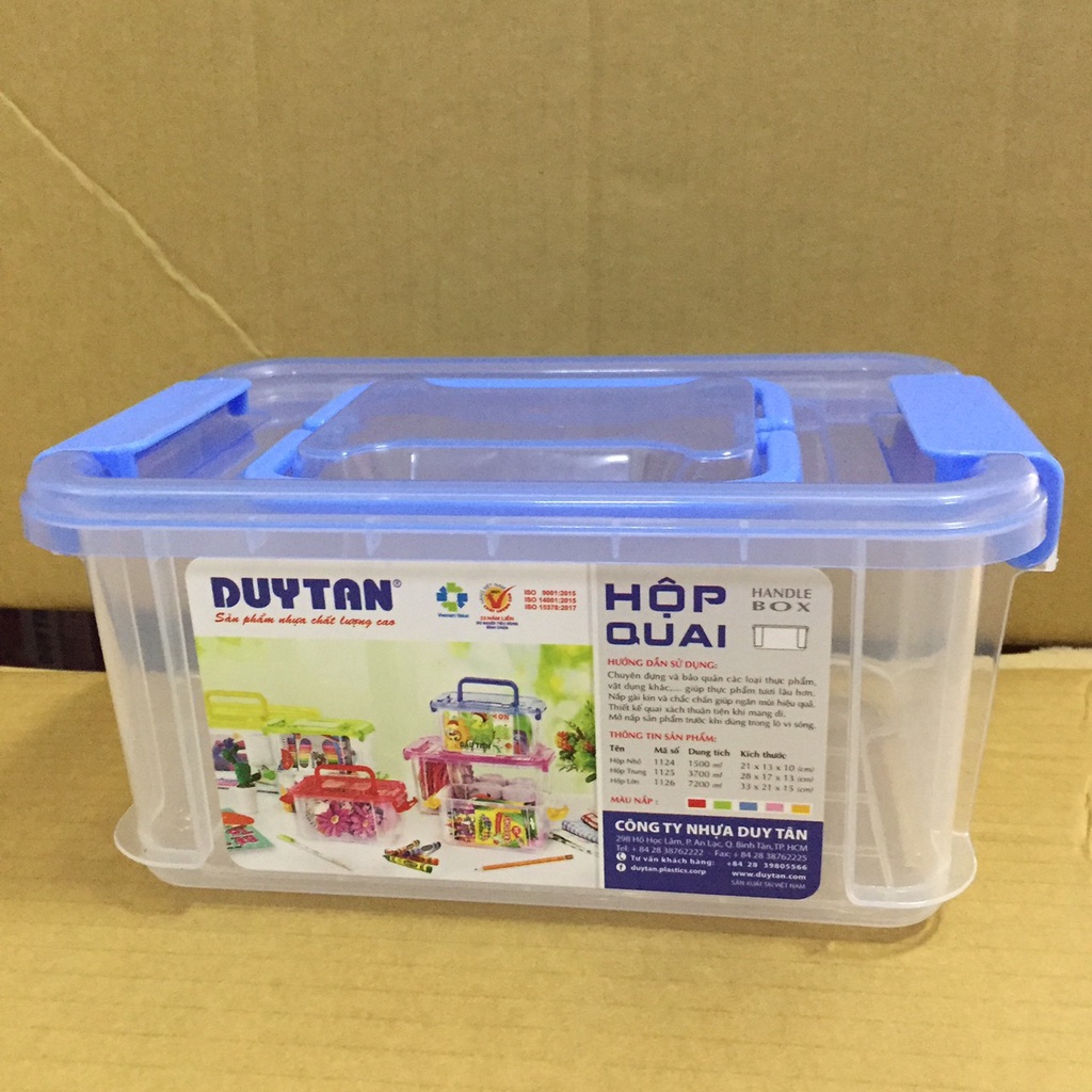 Hộp đựng thực phẩm 1,5 lít  Duy Tân đựng thực phẩm an toàn có quai xách nắp gài