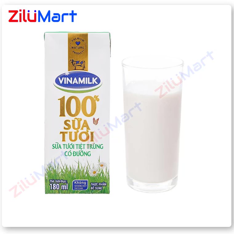 Lốc 4 hộp sữa Vinamilk có đường loại 180ml