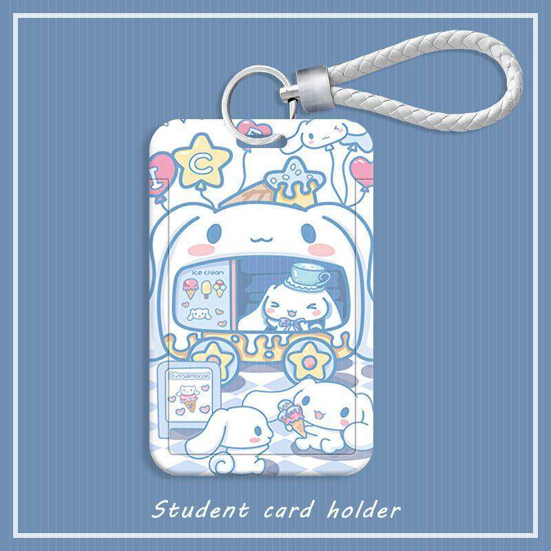 ⭐ iLado ⭐ Thẻ dây đeo thẻ sinh dễ thương Sanrio Cinnamoroll bọc căn cước thẻ hoc thẻ đi làm viên Vỏ bảo vệ bao đựng thẻ học sinh phù hiệu học sinh dây đeo bảng tên dây đeo bảng tên đồ dùng học sinh