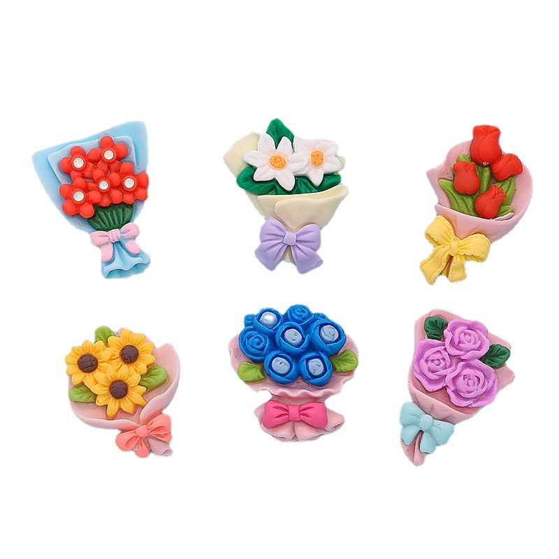 Bộ 10 Kẹp Tóc Hình Hoa Hồng Bằng Nhựa Resin Dễ Thương Dùng Trang Trí Bình Nước / Điện Thoại