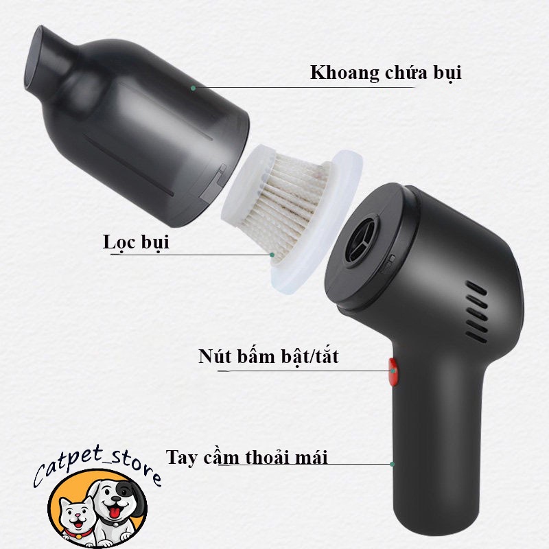 Máy hút lông chó mèo cầm tay mini không dây, máy hút bụi gia đình nhỏ gọn