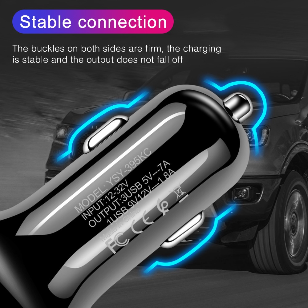 Tẩu Sạc Nhanh QC 3.0 3A 3 Cổng USB Cho Xe Hơi / Xe Máy
