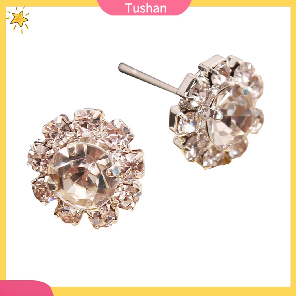 Đôi khuyên tai dạng xỏ đính đá sang trọng thời trang dành cho nữ