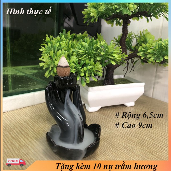 Thác khói trầm hương TAY PHẬT NÂNG HOA-tặng 10 nụ trầm hương