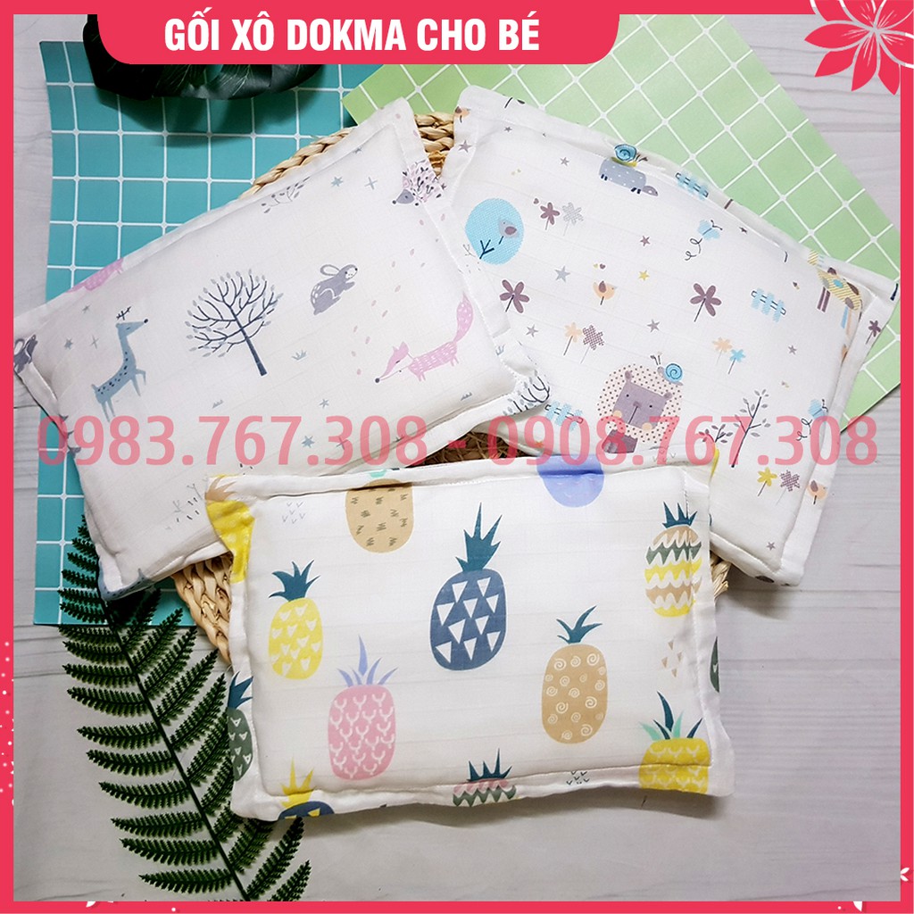 Gối Xô Sơ Sinh Dokma Cho Bé, Ruột Bằng Bông Tự Nhiên - KT26x36cm - 8936090721629