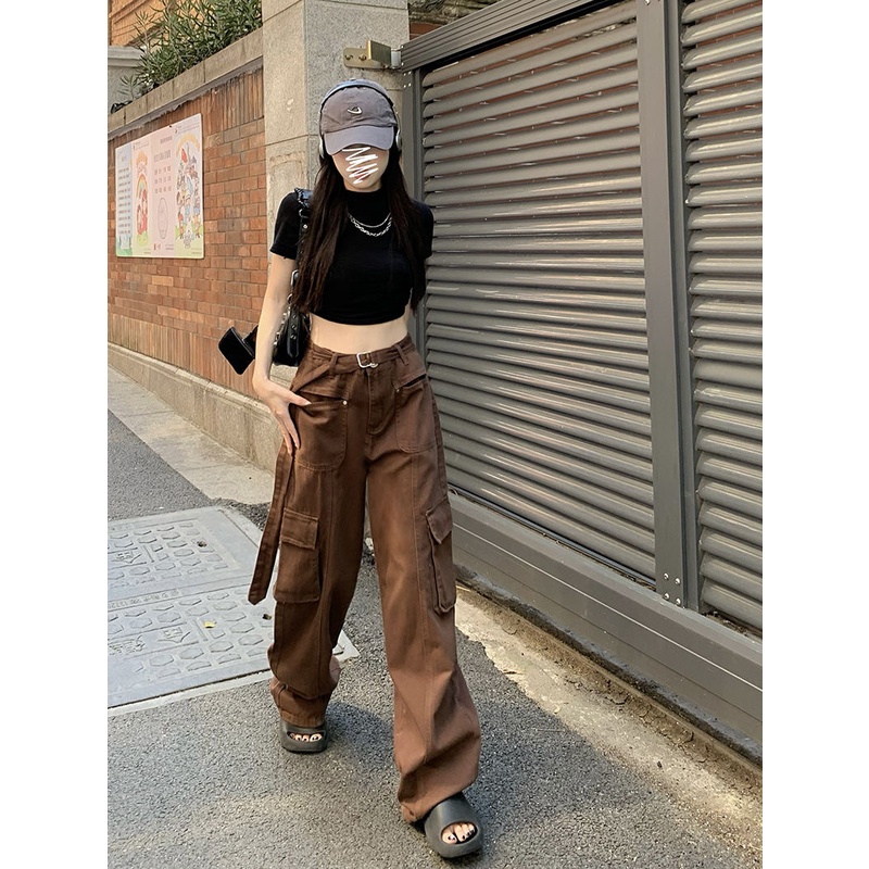 Quần Dài Dáng Rộng Phối Túi Thời Trang Mùa Thu Cho Nữ