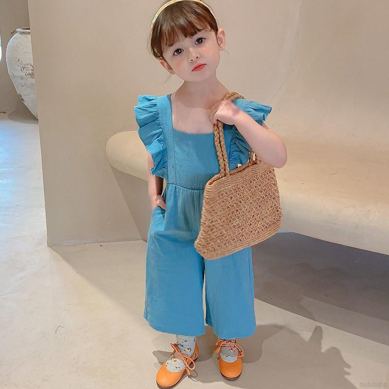 Áo liền quần kiểu sát nách ống rộng hở lưng thời trang phong cách Hàn Quốc dành cho bé gái
