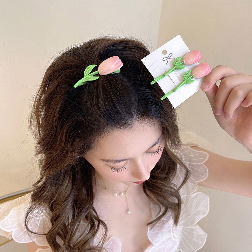 Kẹp Tóc Hình Hoa Tulip Đơn Giản Dễ Thương Cho Nữ