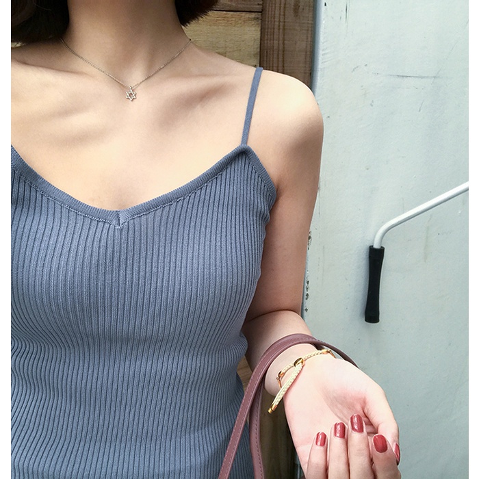 [Hàng Quảng Châu]SP094 Áo 2 dây len tăm phong cách hiện đại