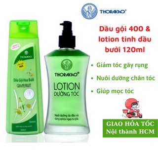 Dầu gội hoa bưởi 400ml và lotion dưỡng tóc tinh dầu bưởi 120ml Thorakao