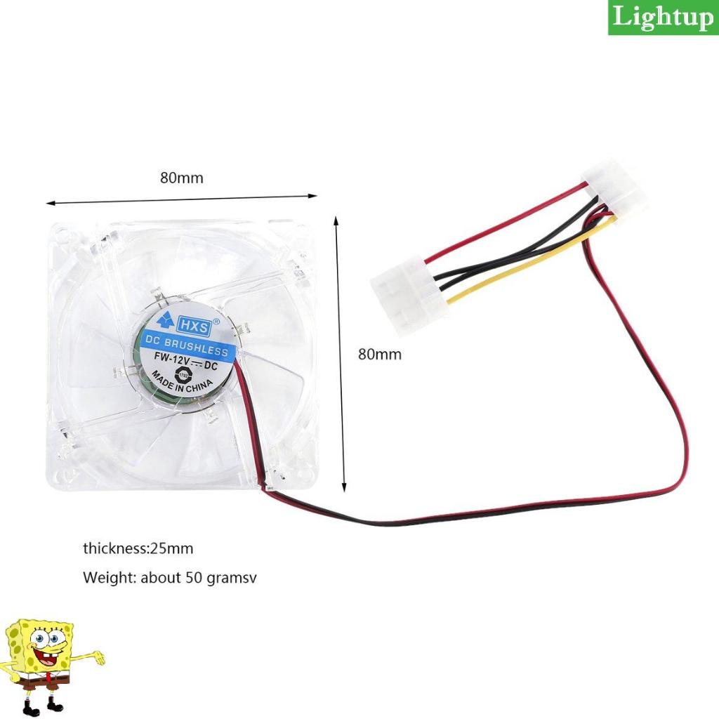 Quạt máy tính 4 LED 80mm 8025 8cm Im lặng Máy tính PC Case Cooler Fan Mod