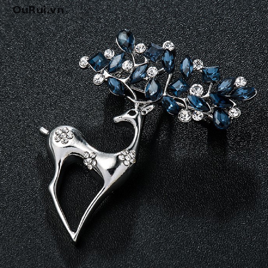 1 Ghim Cài Áo Hình Tuần Lộc Đính Đá Nhân Tạo Thời Trang