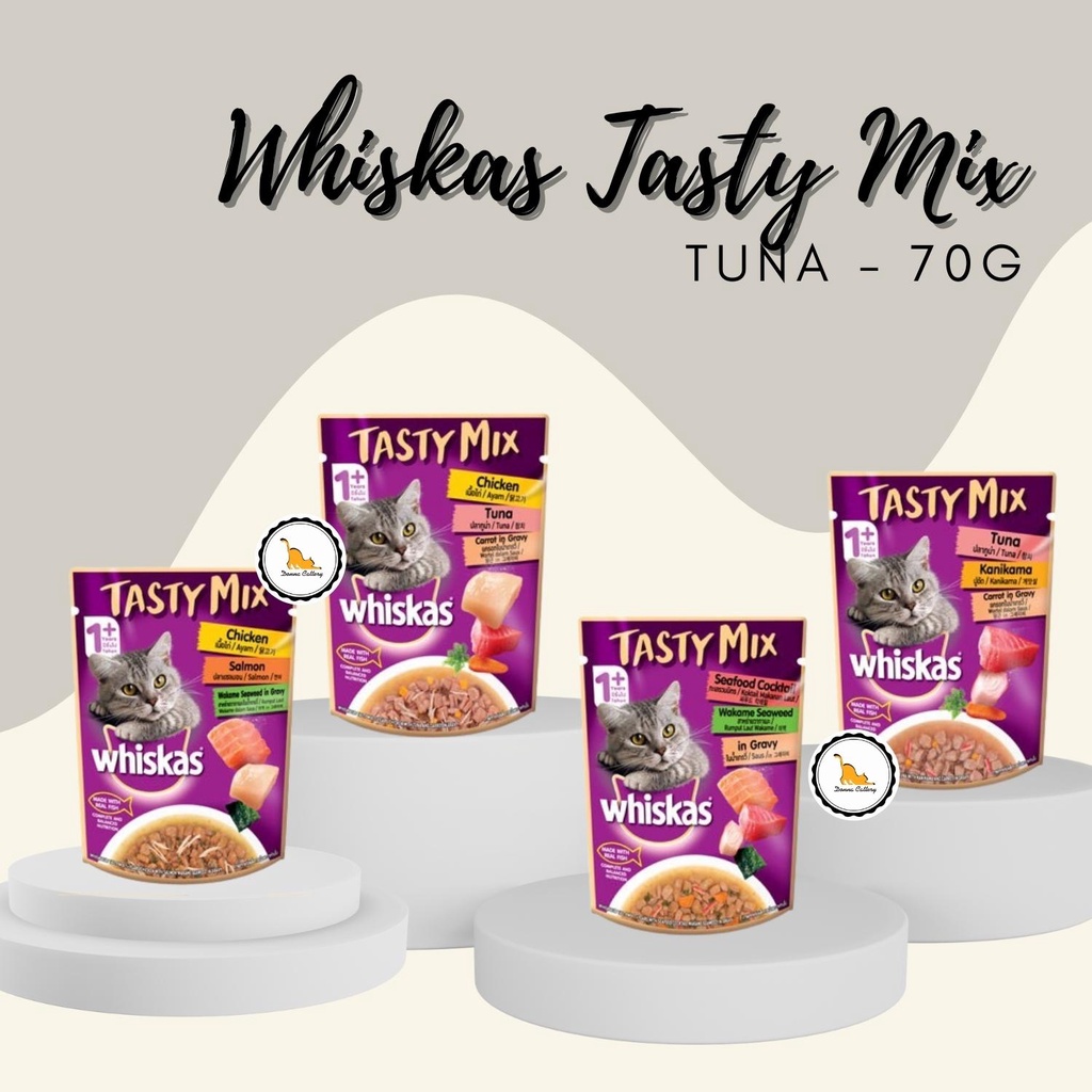 WHISKAS TASTY MIX - PATE CHO MÈO WHISKAS HƯƠNG VỊ THƠM NGON NHẬP KHẨU THÁI LAN GÓI 70g