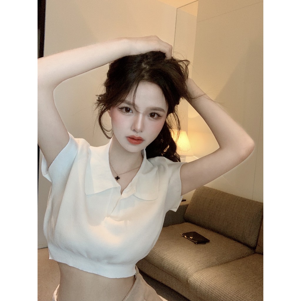 Áo Thun Polo Ngắn Tay Thiết Kế Đơn Giản Thiết Kế Mỏng Thời Trang Mùa Xuân Hè Theo Phong Cách Hàn Quốc Cho Nữ