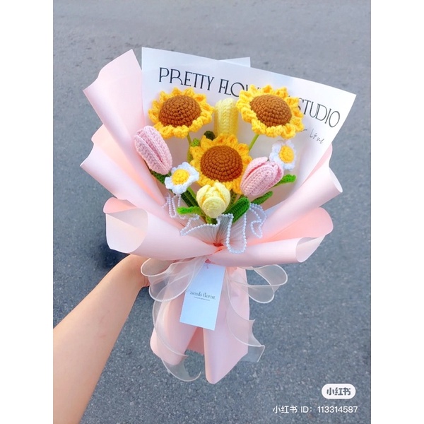 Bó hoa len handmade P3