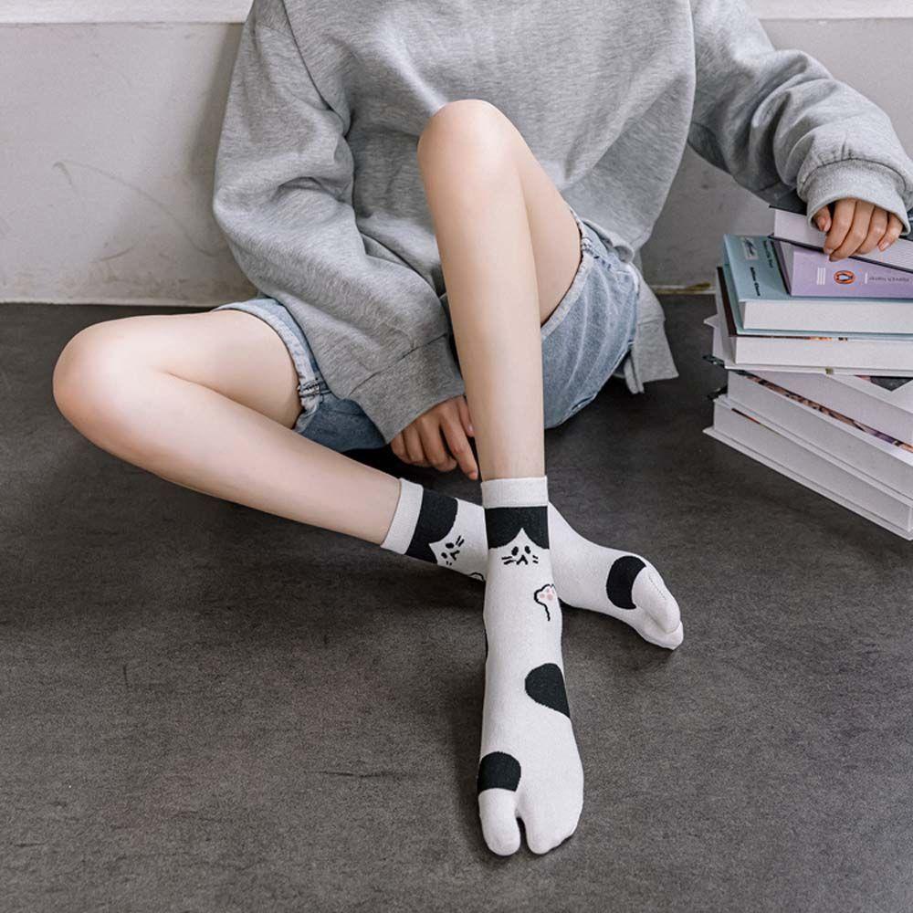 Vớ Xỏ Ngón Họa Tiết Mèo Hoạt Hình Dễ Thương Thoải Mái Phong Cách Nhật Bản
