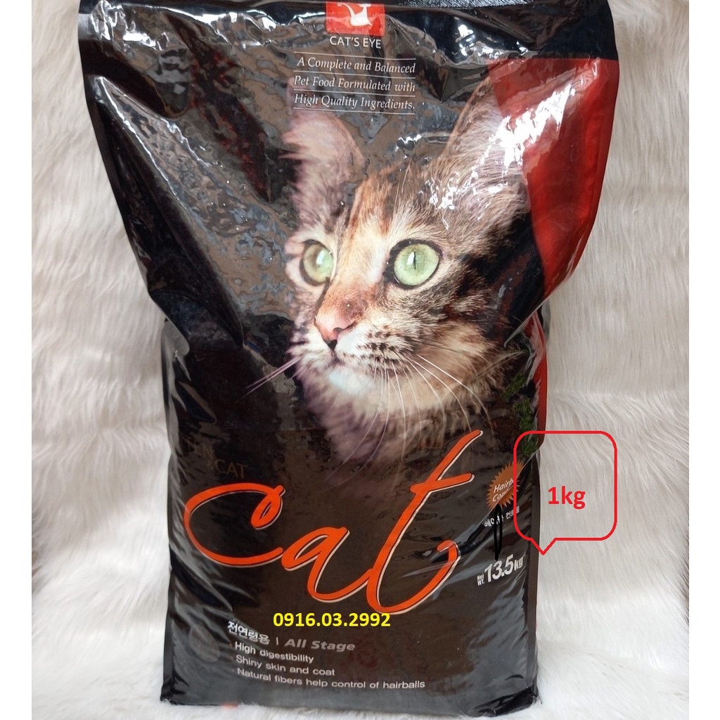 Thức ăn cho mèo Cateye 1kg, Thức ăn cho mèo tiêu búi lông