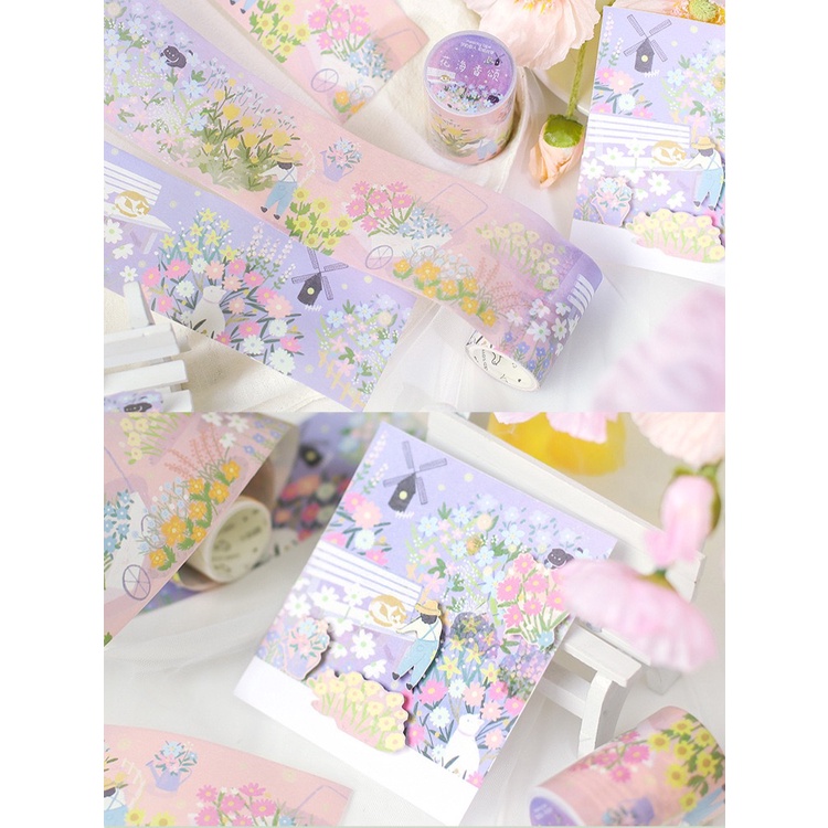 Cuộn Washi Tape băng dính rộng 5cm họa tiết Anime, cuộn Sticker dễ thương