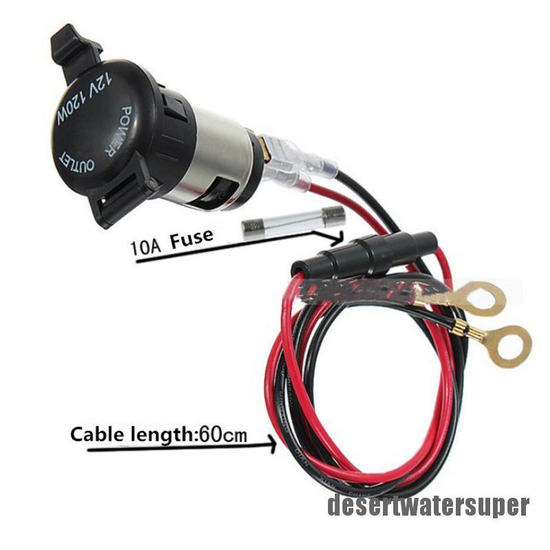 Tẩu sạc 12V 120W chống thấm nước cho xe máy/ tàu thuyền/ 1 Cáp