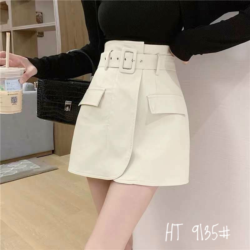 Chân váy da kèm đai chất đẹp hàng Quảng Châu mã 9135