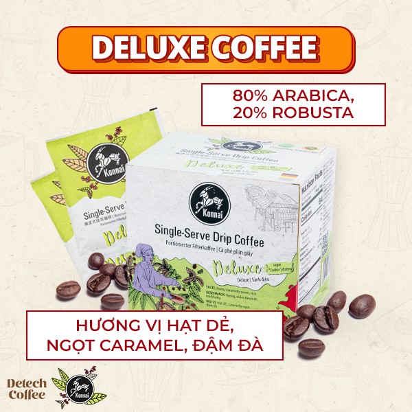 Combo 2 hộp cà phê phin giấy nguyên chất Konnai Coffee pha chế tiện lợi 100% Arabica Konnai Coffee phù hợp đi làm, đi họ