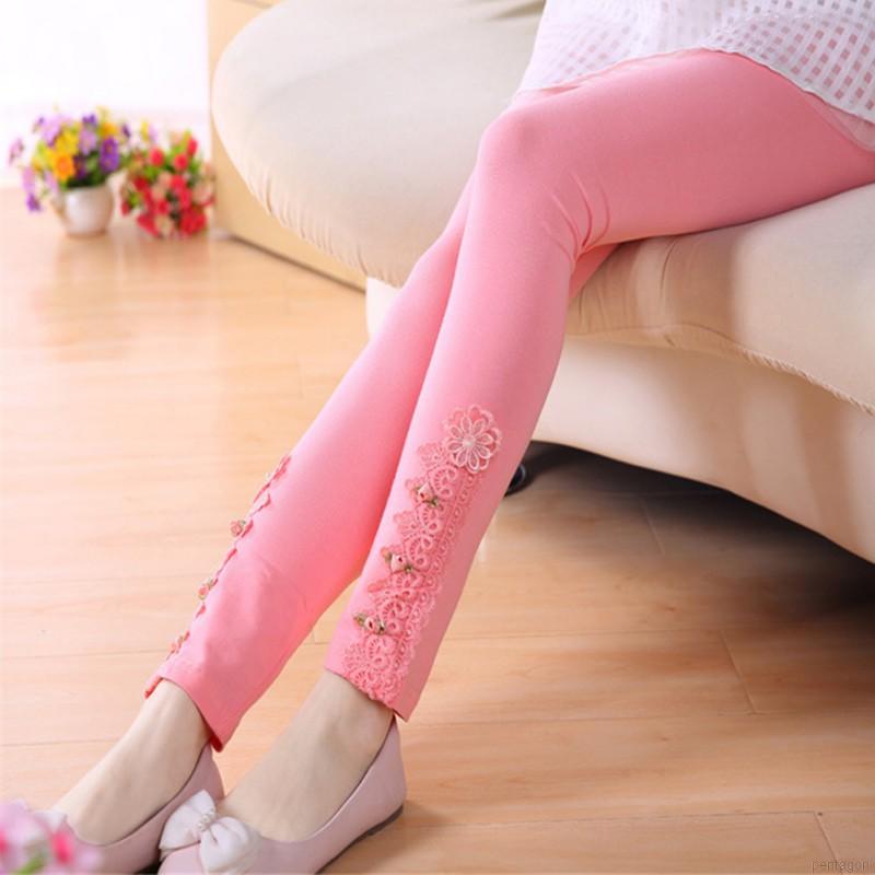 Quần Legging Phối Ren Hoa Cho Bé Gái