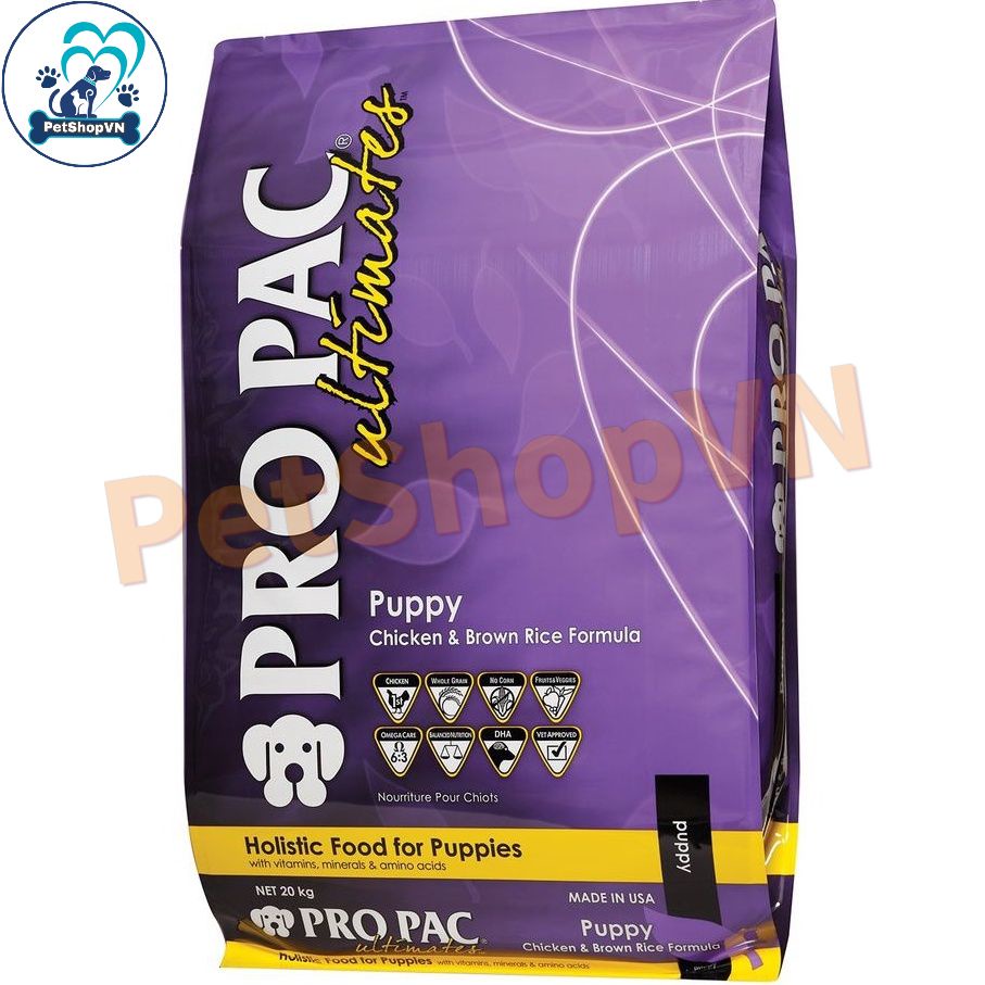 Thức Ăn Cho Chó Con Và Chó Mẹ Hạt PROPAC ULTIMATES PUPPY CHICKEN & BROWN RICE Bao 12Kg Vị Thịt Gà & Gạo Lứt