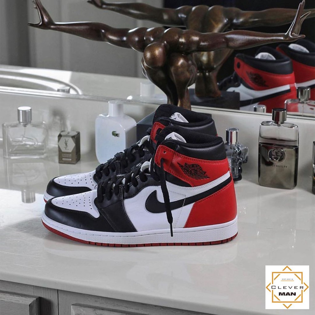 (FREESHIP+QUÀ) Giày thể thao AIR JORDAN 1 Retro High Bred Toe màu đỏ trắng cổ cao | BigBuy360 - bigbuy360.vn