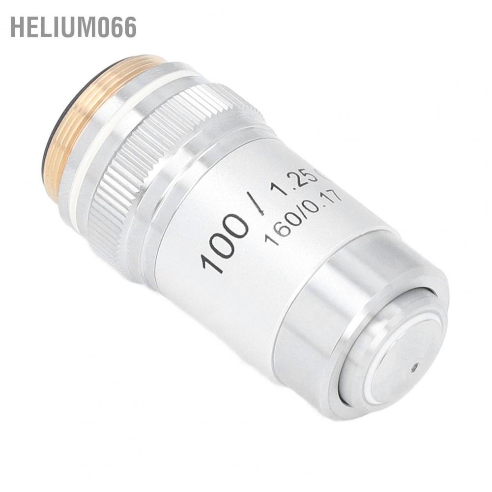 Helium066 Achromatic Objective Brass Chrome Plated 100X High Power Microscope Lens Interface 20.2mm