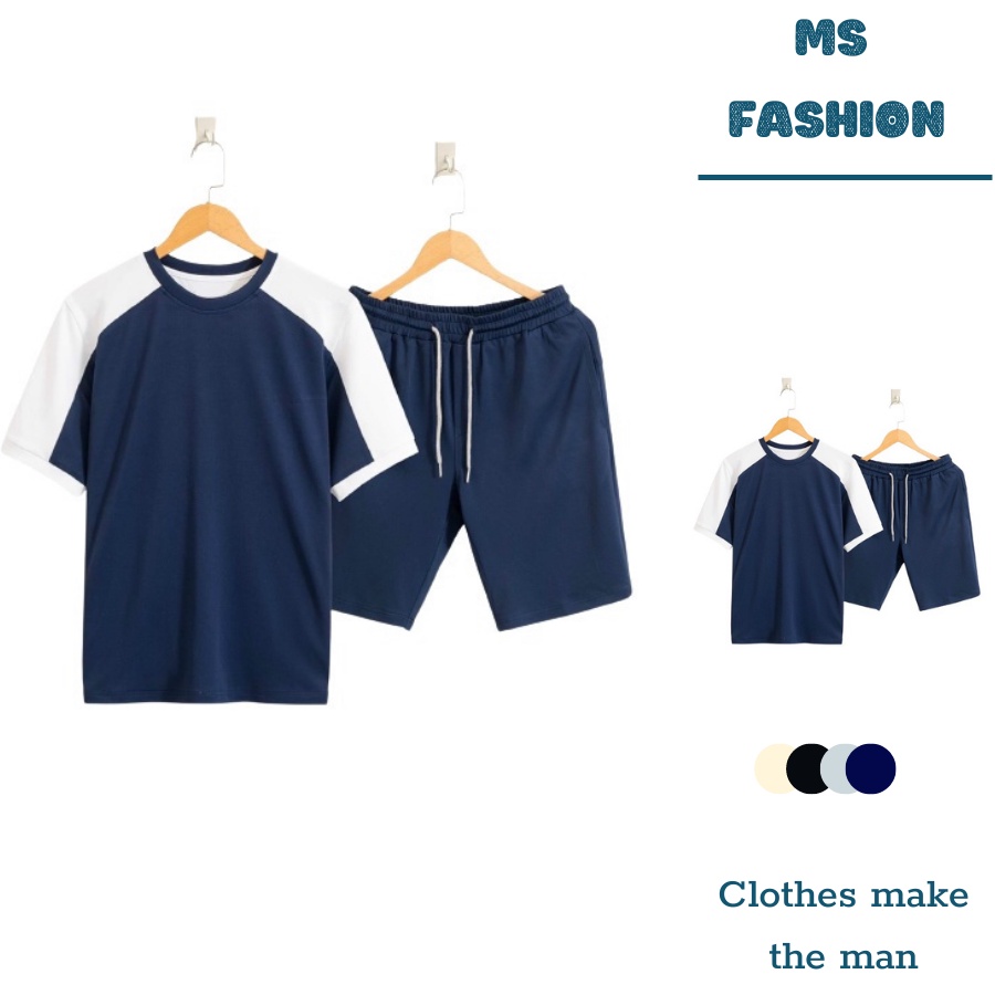Bộ đồ thể thao nam thời trang nam Menswear ,áo thun nam viền trắng, quần ngố nam chất thun mềm, mặc thoáng mát ngày hè.