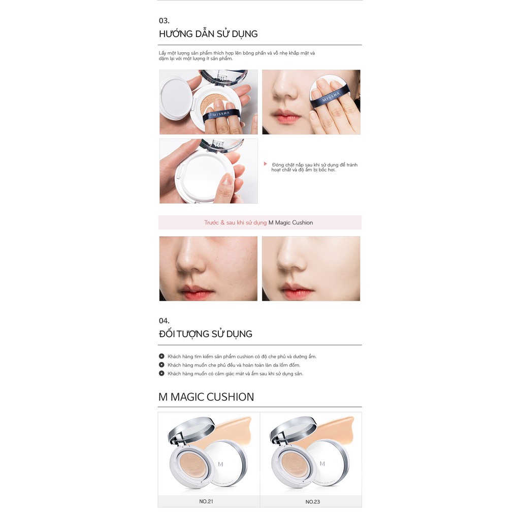Phấn Nước Che Phủ Hoàn Hảo Missha M Magic Cushion SPF50+/PA+++ ( Phiên Bản Mới 2019) | BigBuy360 - bigbuy360.vn