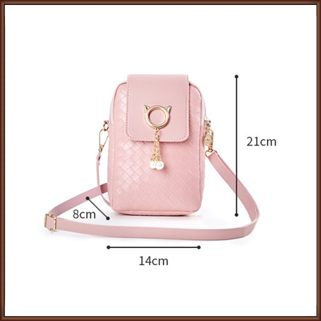 Túi Đựng Điện Thoại Bằng Da Pu Đính Ngọc Trai Thời Trang Cho Nữ