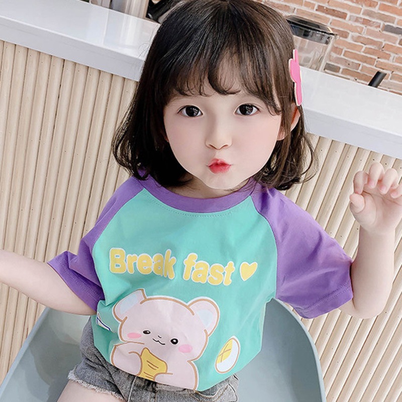 Áo Thun Tay Ngắn In Hoạ Tiết Dễ Thương Phong Cách Hàn Quốc Dành Cho Bé Gái